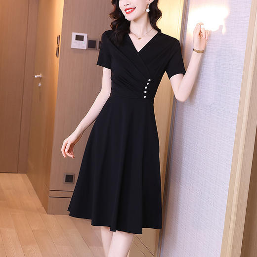 AHM-ymd3982夏季新款气质修身v领显瘦雪纺连衣裙 商品图1