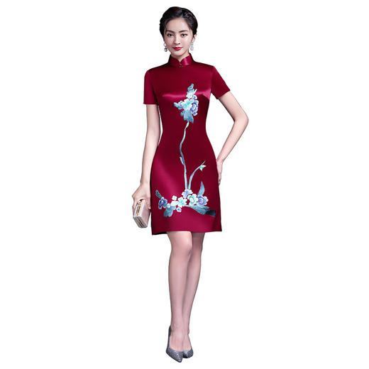 上海旗袍厂LHS-LHS2003新款旗袍妈妈装 婚宴母亲节连衣裙 商品图5