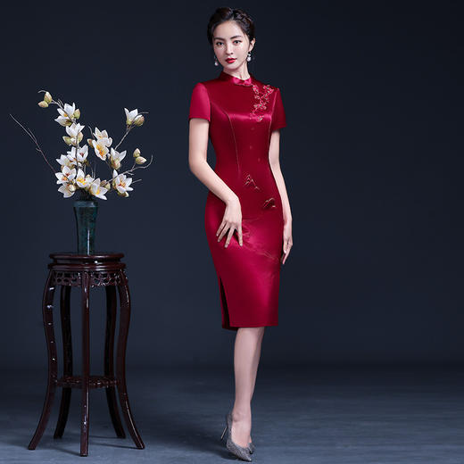 上海旗袍厂LHS-2048结婚宴礼服妈妈春装连衣裙大码旗袍 商品图2