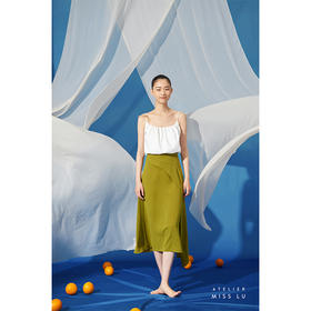 【月光星野】夏日清凉少女感压褶花苞纯白小吊带/00196