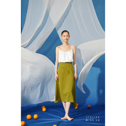 【月光星野】夏日清凉少女感压褶花苞纯白小吊带/00196 商品图0