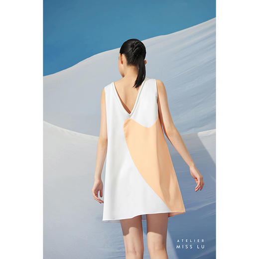 【橙汽】夏日撞色爱心拼纱立体领口A字可爱连衣裙/0000707 商品图3