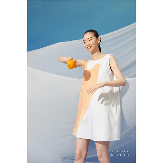 【橙汽】夏日撞色爱心拼纱立体领口A字可爱连衣裙/0000707 商品图2