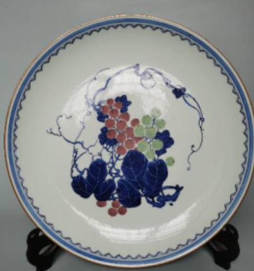 釉下五彩葡萄盘 商品图0