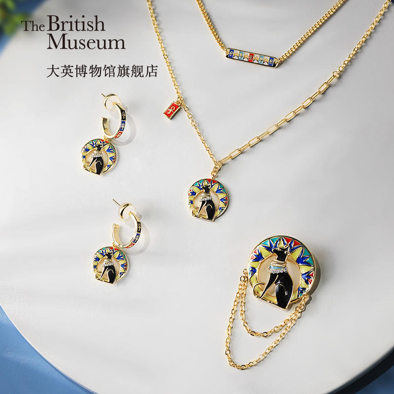 大英博物馆 官方盖亚·安德森猫系列冷珐琅首饰项链520创意礼物