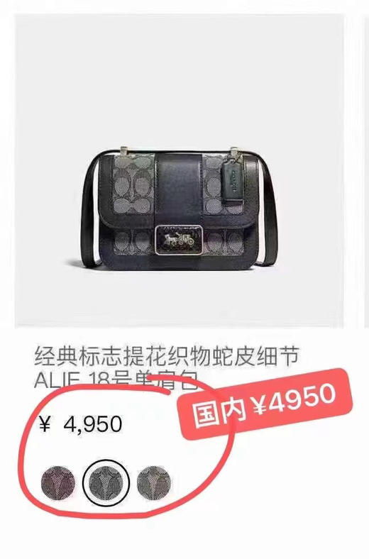 1780元包邮🉐️🉐️coach专柜alie18 藏蓝色拼 LOGO复古感溢出屏幕 国内专柜¥4950！ 商品图7