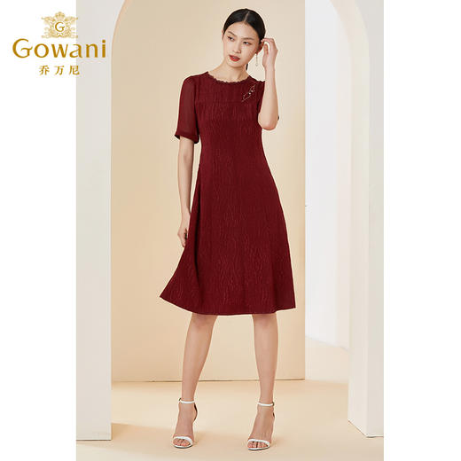 乔万尼夏季新款真丝桑蚕丝连衣裙高贵气质手工钉珠EI2E788 商品图2