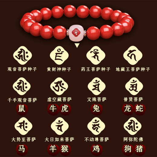 【原矿帝王朱砂佛种子字手链】 商品图4