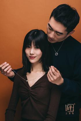 情侣同心缘创意珍珠项链 黑石款\磨砂款