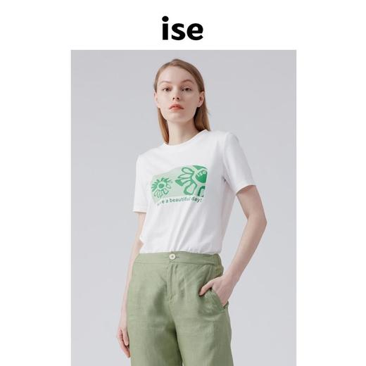 2楼ise新品花朵字母印花T恤圆领休闲百搭显瘦上衣k2120905 商品图3