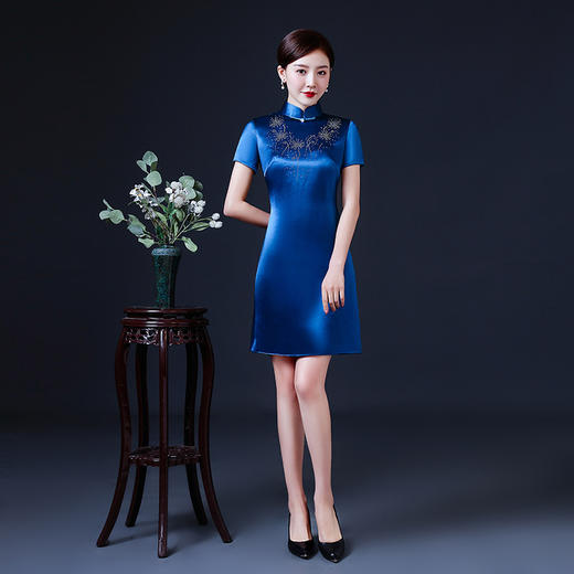 上海旗袍厂LHS-2036旗袍2021新款女中国风日常可穿复古修身改良旗袍连衣裙 商品图2