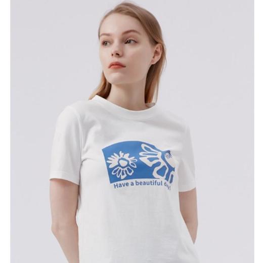 2楼ise新品花朵字母印花T恤圆领休闲百搭显瘦上衣k2120905 商品图0