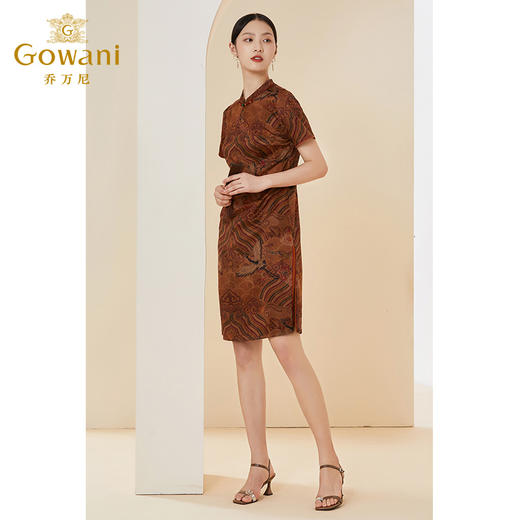 【云中飞鹤】【香云纱】乔万尼新款重磅真丝复古图腾高端连衣裙EI2E720 商品图1