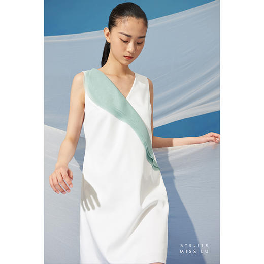 【云雀】少女感撞色层层拼纱薄荷浅绿A字连衣裙/0000717 商品图2