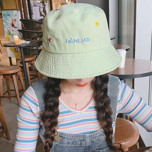 【六色可选】帽子女春秋季可爱花朵刺绣亲子渔夫帽韩版上衣防晒遮阳帽简约时尚盆帽 商品图0