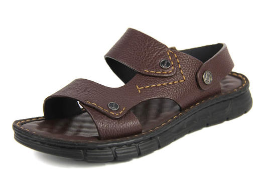 豪行夏季新款10255285真皮休闲沙滩鞋男士软底外穿凉鞋两用凉拖鞋 商品图0