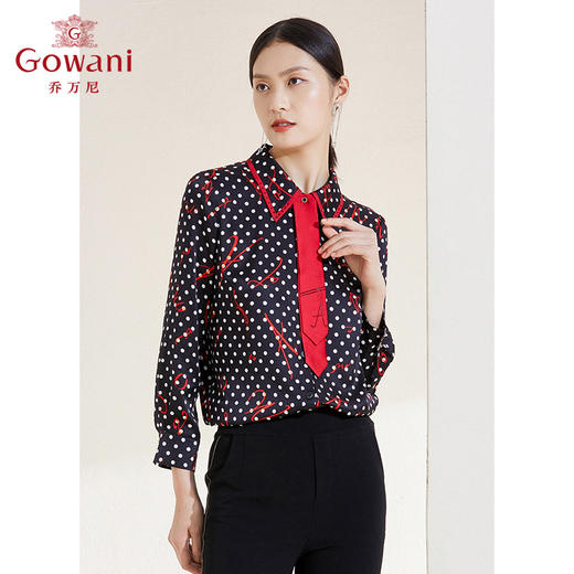 乔万尼新款真丝桑蚕丝长袖衬衣职场优雅EI2C829 商品图2