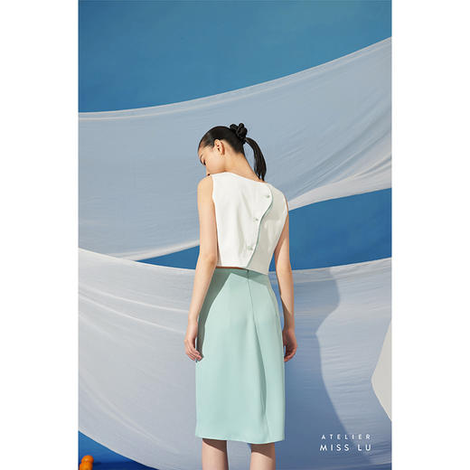 【烁】夏日温柔撞色层层拼纱薄荷浅绿小背心/00192 商品图3