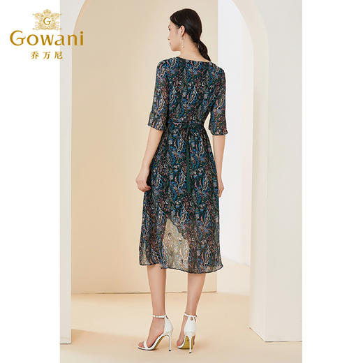 乔万尼夏季新款真丝桑蚕丝连衣裙金丝点缀高贵气质EI2E830 商品图3