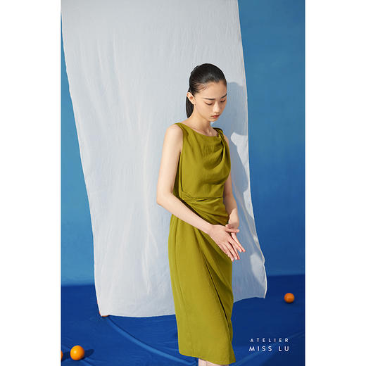 【小森】少女感腰间开口轻褶开叉立裁显瘦裹身裙/0000724 商品图2