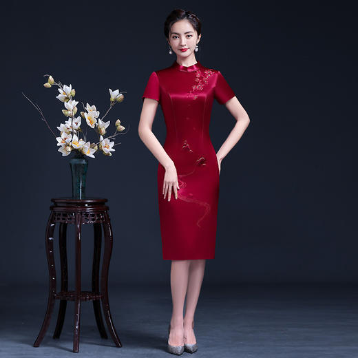 上海旗袍厂LHS-2048结婚宴礼服妈妈春装连衣裙大码旗袍 商品图0