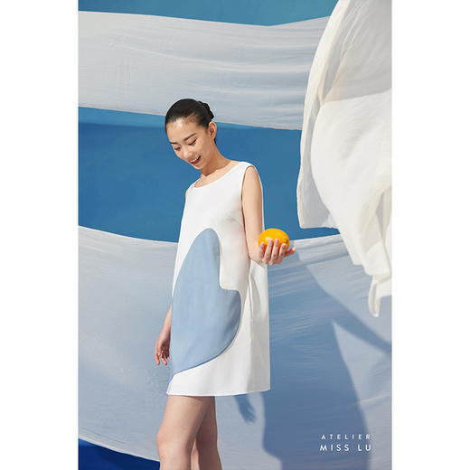 【云彩蒸汽机】少女感爱心撞色拼纱遮肉A字连衣裙/0000709 商品图2