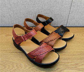 2019豪行夏季新款29212015真皮休闲低跟女鞋凉鞋妈妈鞋专柜正品