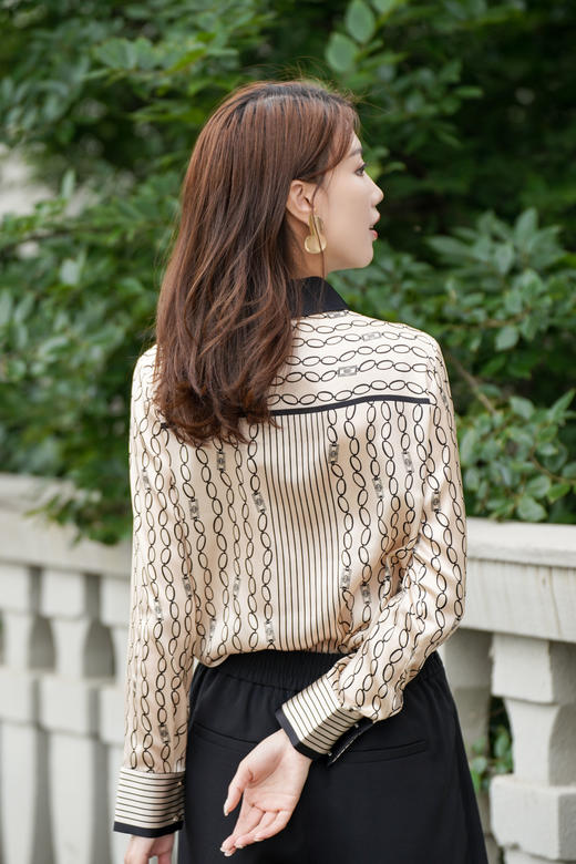 L2臣禾松紧腰黑色【拼接雪纺】设计感休闲裤9212065276（现货） 商品图7