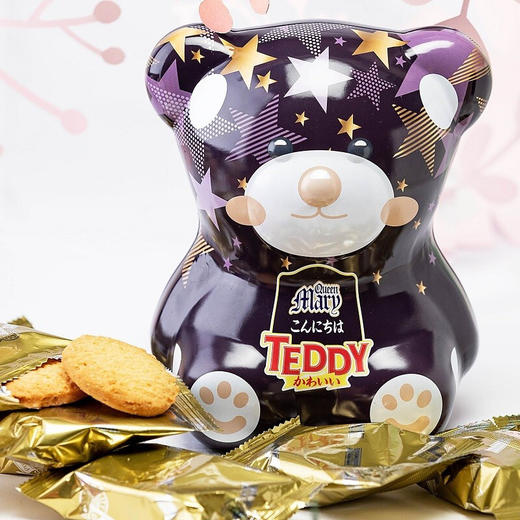 马来西亚金玛丽泰迪牛奶味曲奇饼干120g/150132 伴手礼存钱罐造型随机发货 商品图1