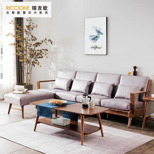 瑞吉欧沙发组合现代简约家具科技布艺三人单人，实木家具 商品图2