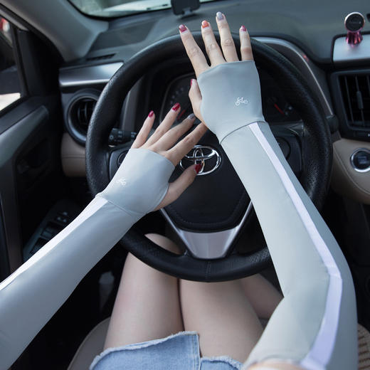 夏季防晒冰丝袖套防紫外线冰丝护臂骑行室外袖子薄款开车冰爽女 商品图1