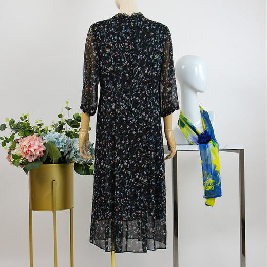 FOCALS福柯斯女装夏季新款半袖收腰显瘦圆领通勤连衣裙RG2X098NV 商品图2