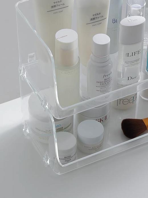 日本霜山透明桌面置物架省空间ins化妆品收纳架子塑料零食收纳盒 商品图3