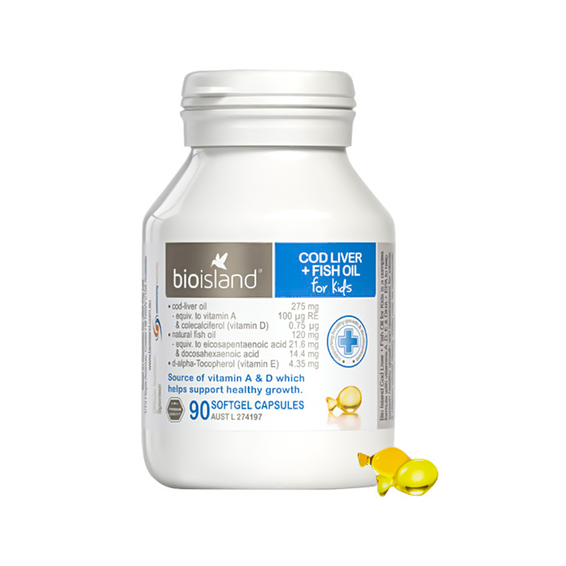 【保税仓】澳洲BioIsland佰澳朗德  bio儿童鳕鱼肝油加鱼油 90粒（有效期至26年8月）