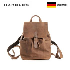 德国HAROLD’S休闲复古桶形双肩牛皮背包棕色271203-NA