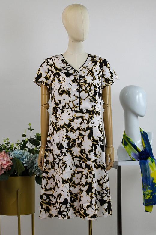 FOCALS福柯斯女装夏季新款轻熟a字圆领半袖收腰连衣裙20BX079MV 商品图5