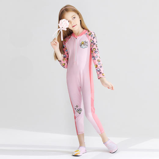 童丨bduck小黄鸭女童泳衣连体长袖长裤洋气中大童儿童泳衣【BK2151005-1】 商品图0