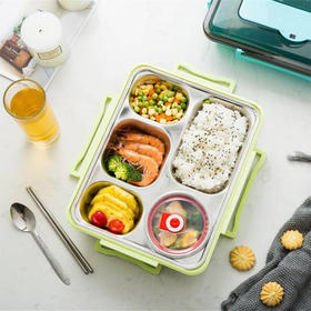 博尔乐乐视方形大号提手快餐盘五格（颜色随机）