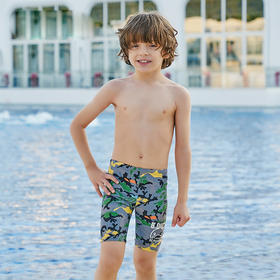 童丨B.duck小黄鸭儿童泳裤男童小孩中大童五分平角小童宝宝学游泳裤子【BD204014-1】