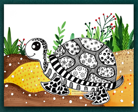 《爬呀爬，来了一只好可爱的小陆龟》乌龟/线描【自动发货：下单后，点击手机短信中收到的链接，即可获取文件下载的链接；如有任何问题，可添加客服微信hm33268获得帮助】