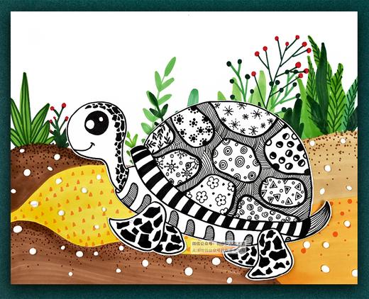 《爬呀爬，来了一只好可爱的小陆龟》乌龟/线描【自动发货：下单后，点击手机短信中收到的链接，即可获取文件下载的链接；如有任何问题，可添加客服微信hm33268获得帮助】 商品图0