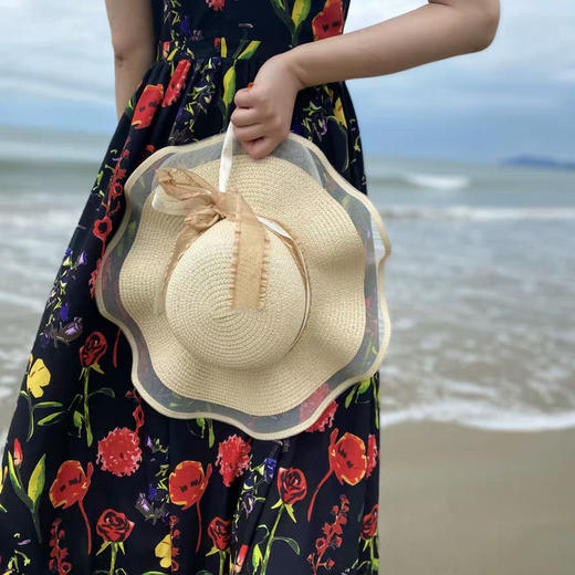 【网红草帽女】夏天沙滩海边出游遮阳渡假防晒大帽檐大沿凉帽太阳上衣帽子 商品图7