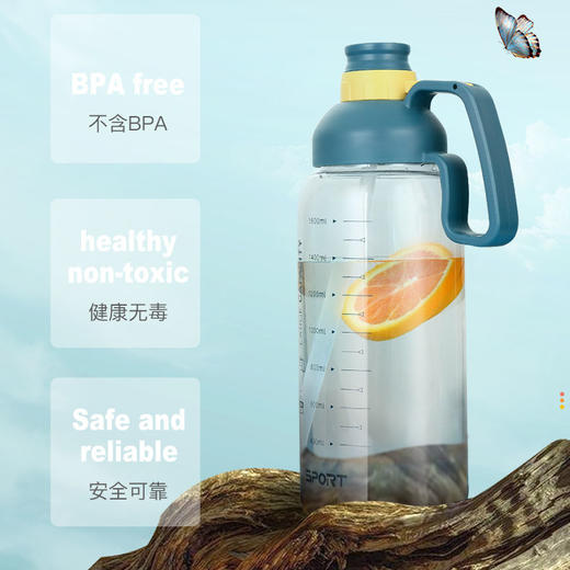 韩式网红便携水杯1800ml超大容量带吸管 商品图3