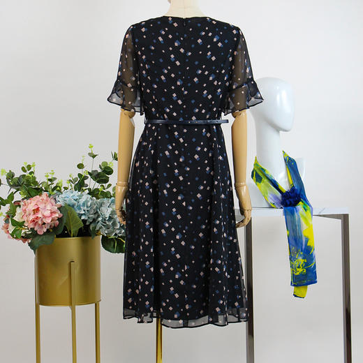 FOCALS福柯斯女装夏季新款圆领通勤半袖收腰显瘦连衣裙RGBX326BV 商品图2