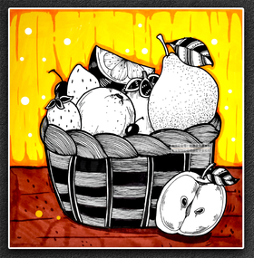 《把你最爱的水果装满竹篮》丰收线描【自动发货：下单后，点击手机短信中收到的链接，即可获取文件下载的链接；如有任何问题，可添加客服微信hm33268获得帮助】