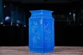 珐翠釉四季花卉四方镶器