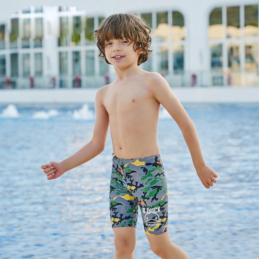童丨B.duck小黄鸭儿童泳裤男童小孩中大童五分平角小童宝宝学游泳裤子【BD204014-1】 商品图1