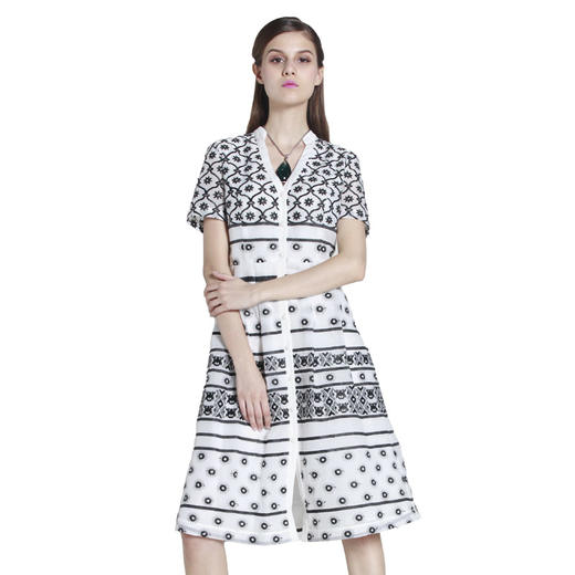 X【伯妮斯茵】172S171--黑白色连衣裙--瓦里地毯--《太阳之子--印加》 商品图5