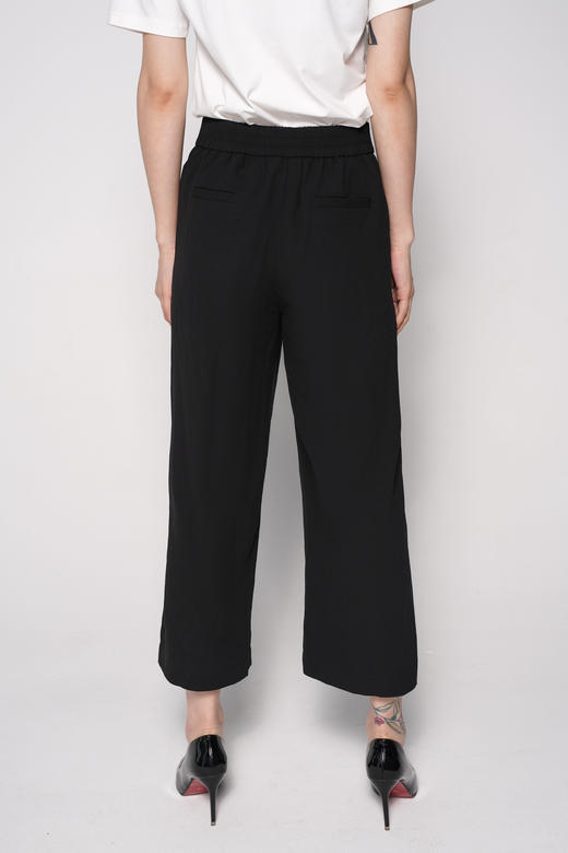 L2臣禾松紧腰黑色【拼接雪纺】设计感休闲裤9212065276（现货） 商品图2