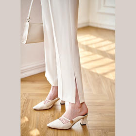 欧芮儿白色休闲裤女夏2021高腰显瘦时尚气质优雅垂坠感开叉直筒裤